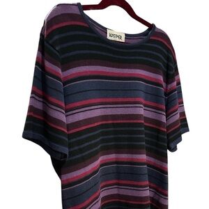 Kasper Women's Short Sleeve Striped Tee - Purple and Black
